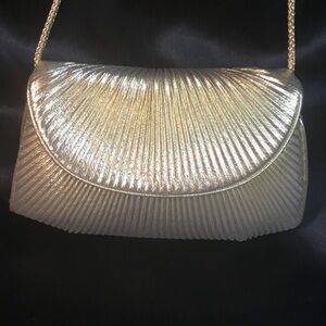 Accessory Lady Gold Metallic Pleated Evening Clutch - Women Bags